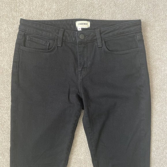 L'Agence Jeans Womens 27 Black Cropped Bootcut Stretch Denim Pants Designer - Picture 2 of 11